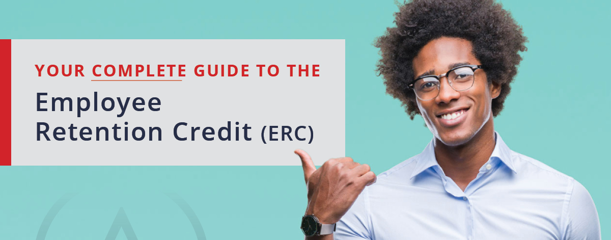 man pointing to ERC guide to employee retention credit